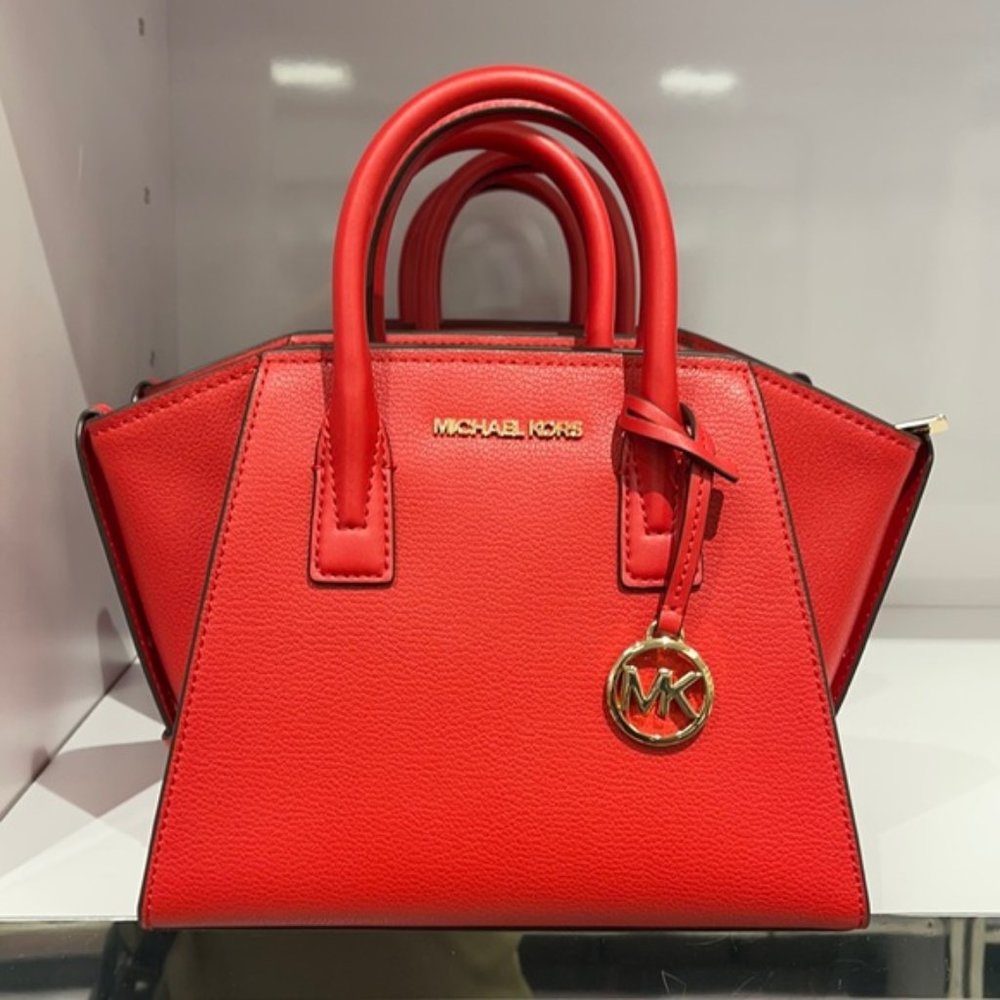 Michael Kors Avril Small Leather Top-Zip Satchel Color Flame - Picture 2 of 16